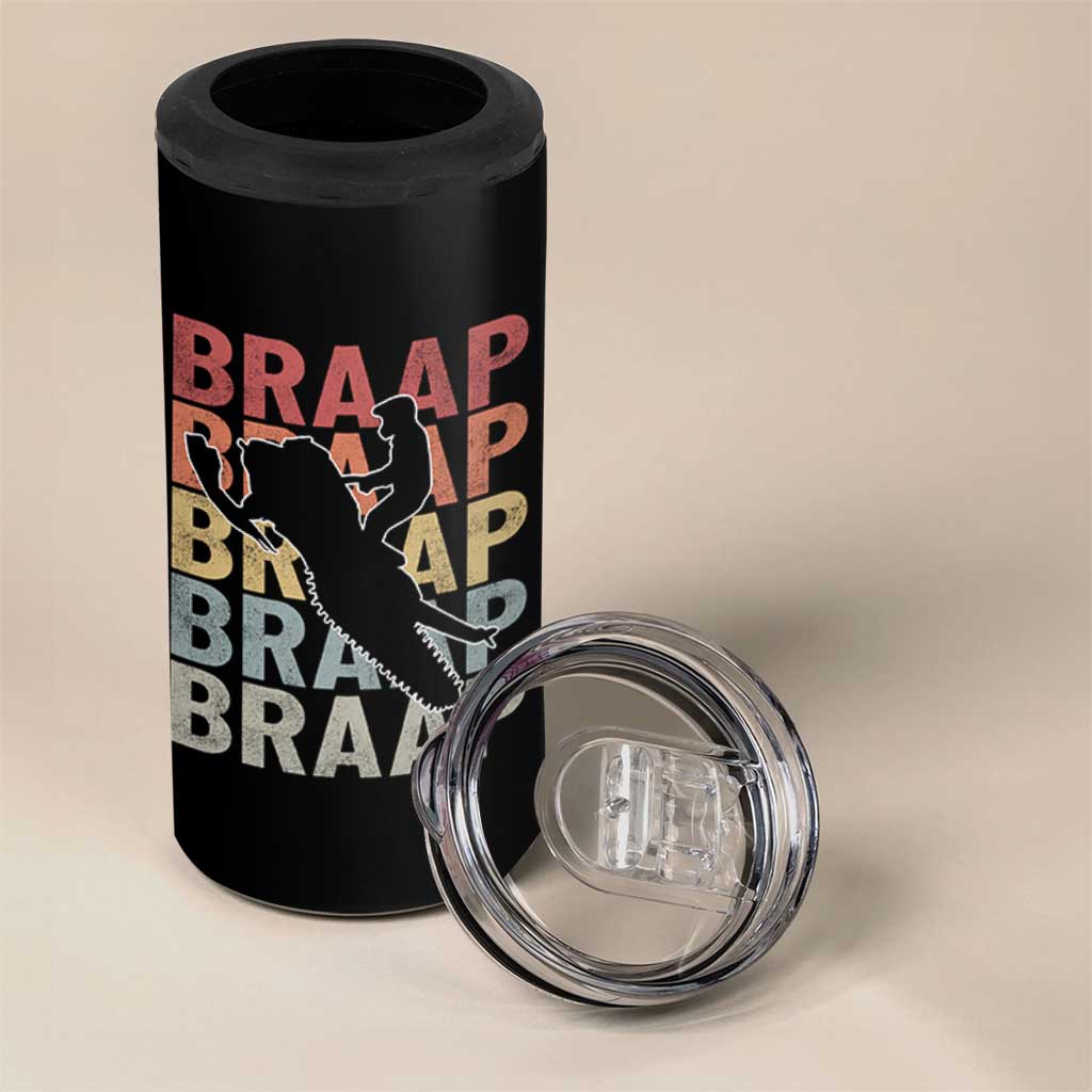Snowmobile Braaap 4 in 1 Can Cooler Tumbler Retro Snowcross Snow Sled Winter Sport - Wonder Print Shop