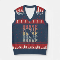 Snowmobile Braaap V-Neck Knit Sweater Vest Retro Snowcross Snow Sled Winter Sport - Wonder Print Shop