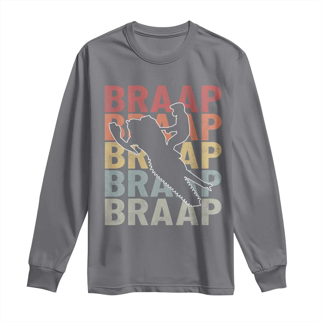 Snowmobile Braaap Long Sleeve Shirt Retro Snowcross Snow Sled Winter Sport - Wonder Print Shop