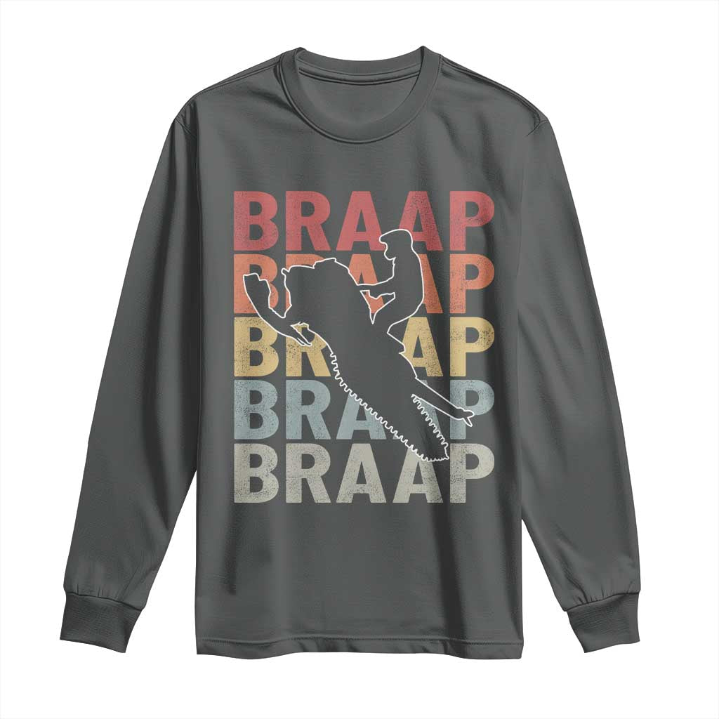 Snowmobile Braaap Long Sleeve Shirt Retro Snowcross Snow Sled Winter Sport - Wonder Print Shop