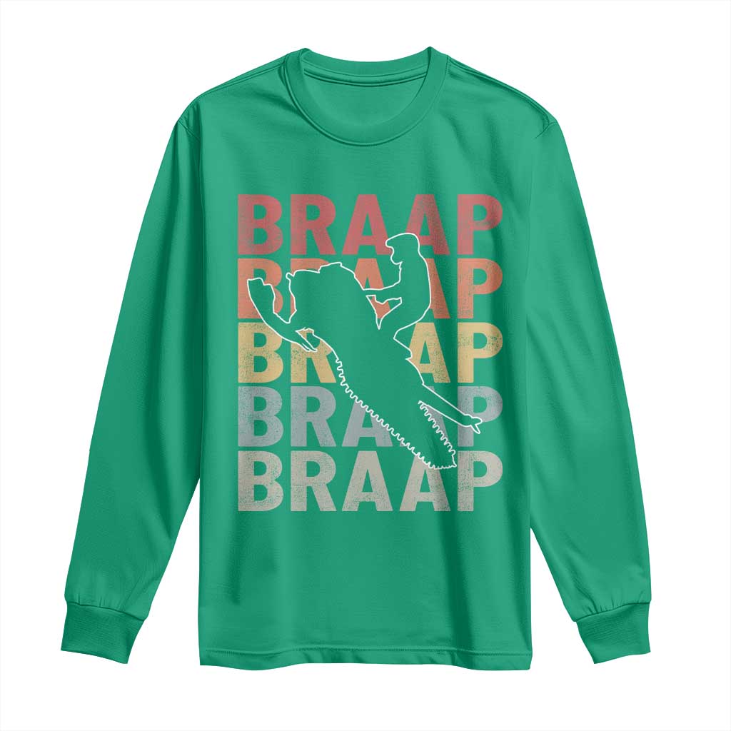 Snowmobile Braaap Long Sleeve Shirt Retro Snowcross Snow Sled Winter Sport - Wonder Print Shop