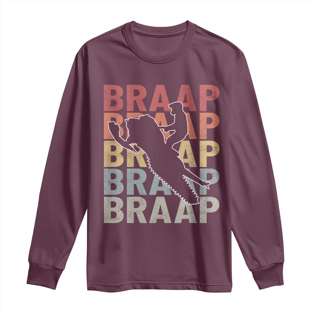 Snowmobile Braaap Long Sleeve Shirt Retro Snowcross Snow Sled Winter Sport - Wonder Print Shop