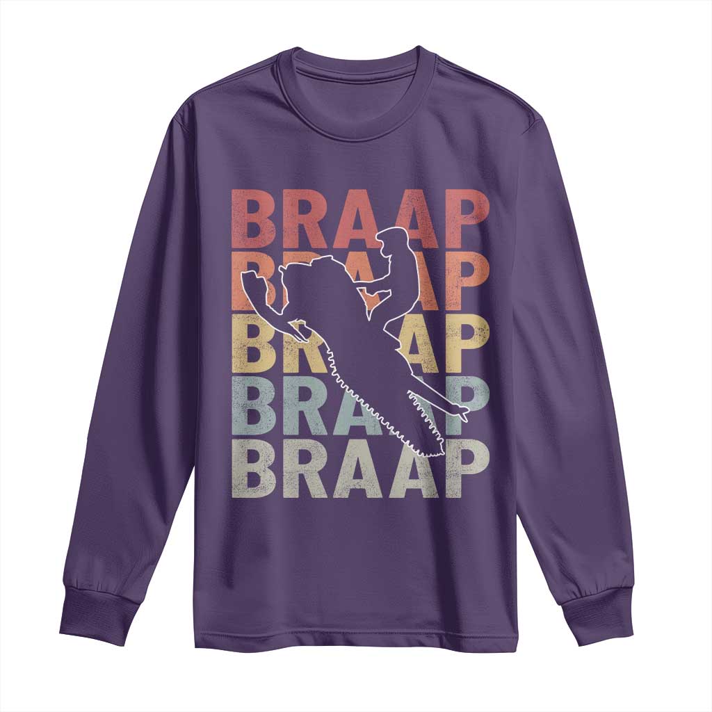 Snowmobile Braaap Long Sleeve Shirt Retro Snowcross Snow Sled Winter Sport - Wonder Print Shop