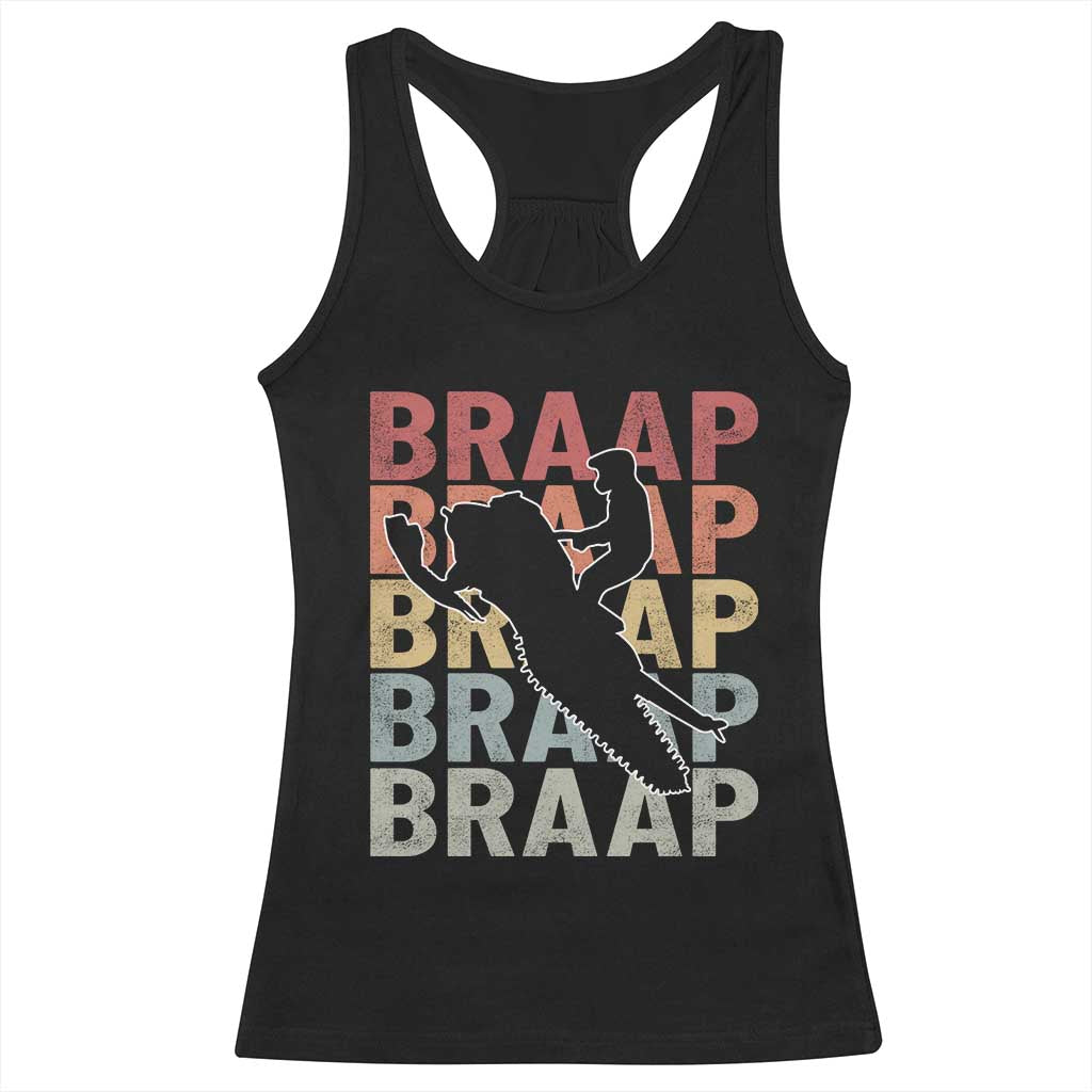 Snowmobile Braaap Racerback Tank Top Retro Snowcross Snow Sled Winter Sport - Wonder Print Shop