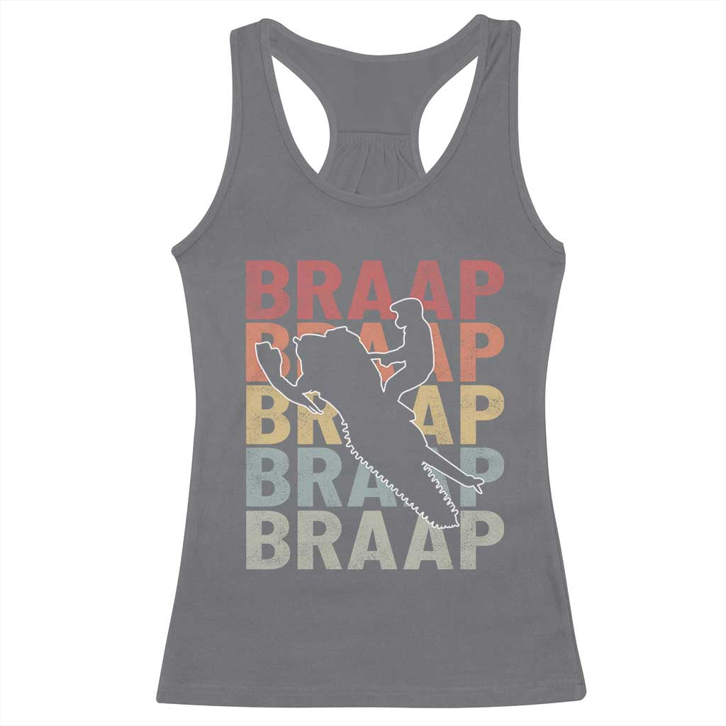 Snowmobile Braaap Racerback Tank Top Retro Snowcross Snow Sled Winter Sport - Wonder Print Shop