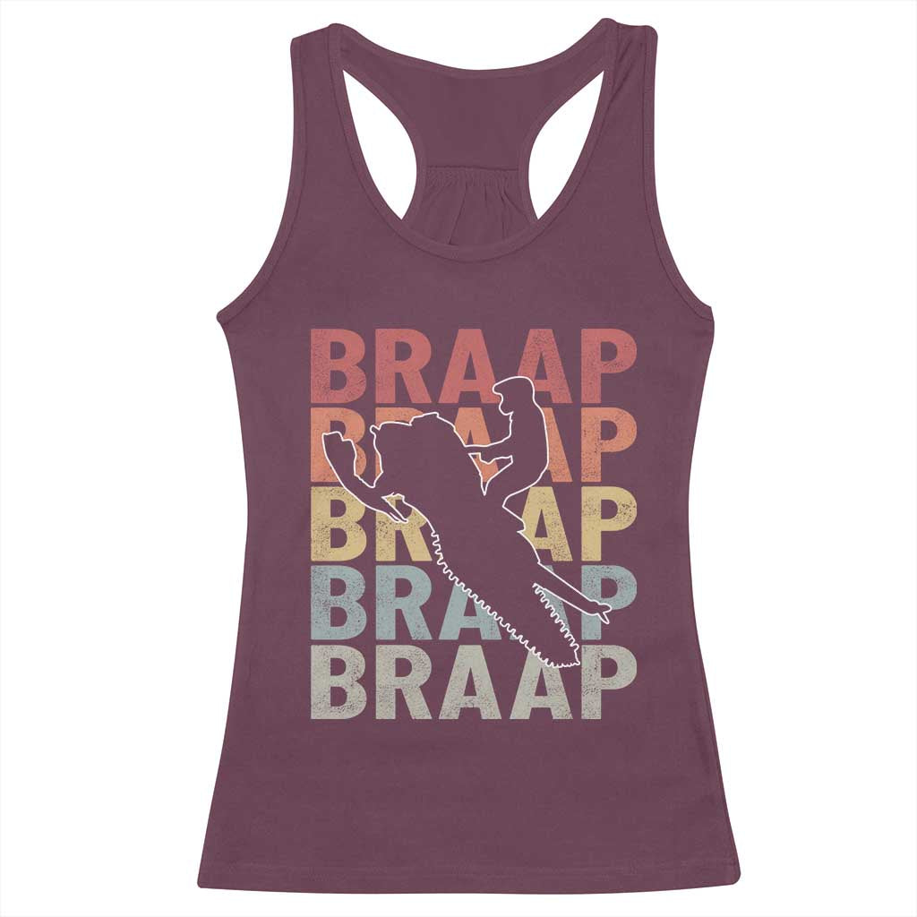 Snowmobile Braaap Racerback Tank Top Retro Snowcross Snow Sled Winter Sport - Wonder Print Shop