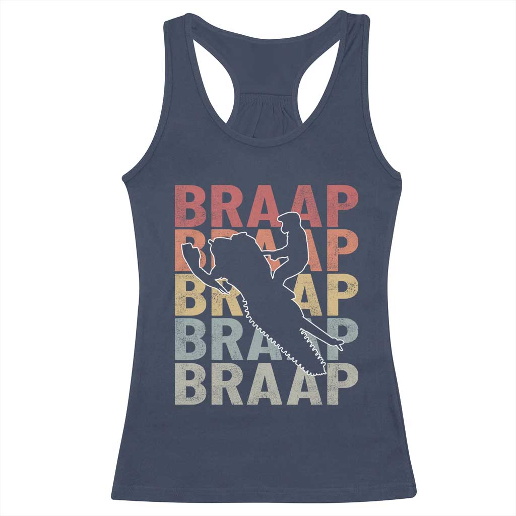 Snowmobile Braaap Racerback Tank Top Retro Snowcross Snow Sled Winter Sport - Wonder Print Shop