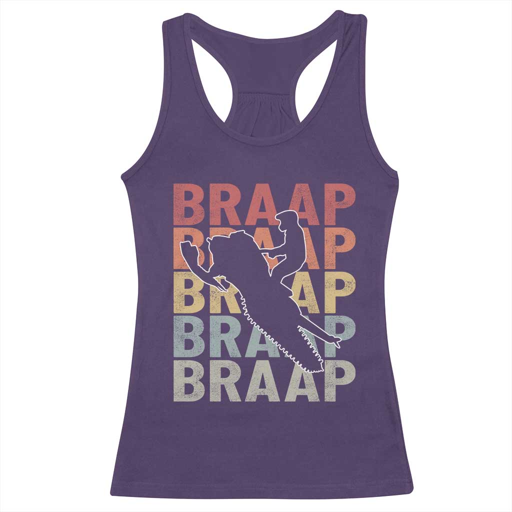 Snowmobile Braaap Racerback Tank Top Retro Snowcross Snow Sled Winter Sport - Wonder Print Shop