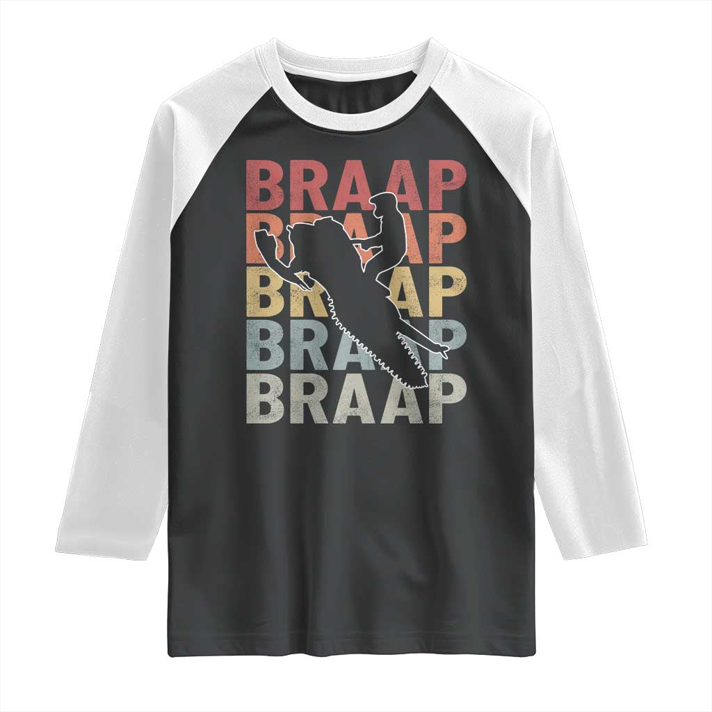 Snowmobile Braaap Raglan Shirt Retro Snowcross Snow Sled Winter Sport - Wonder Print Shop
