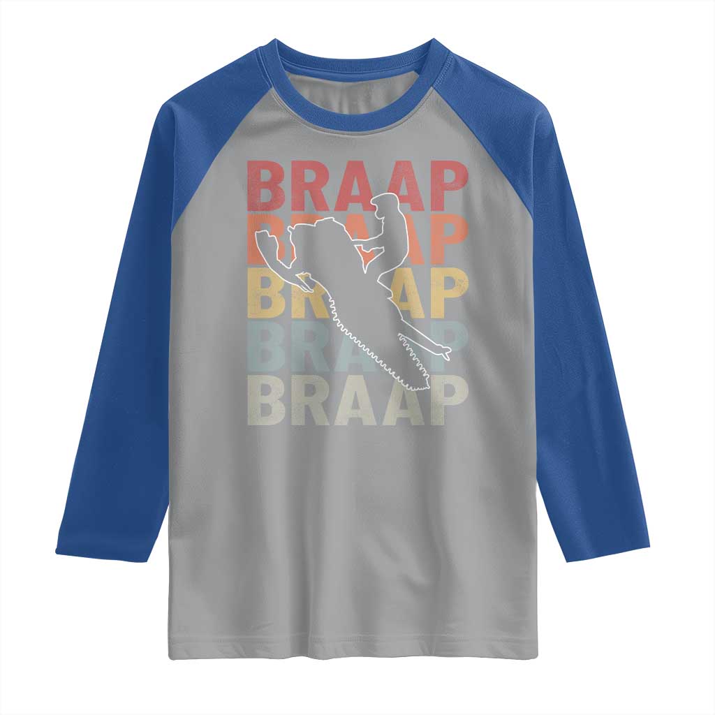 Snowmobile Braaap Raglan Shirt Retro Snowcross Snow Sled Winter Sport - Wonder Print Shop