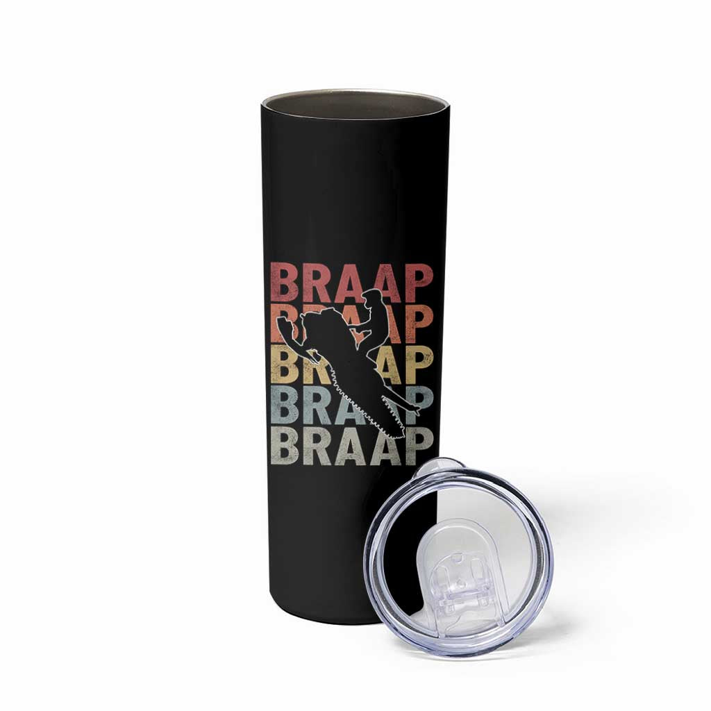 Snowmobile Braaap Skinny Tumbler Retro Snowcross Snow Sled Winter Sport - Wonder Print Shop