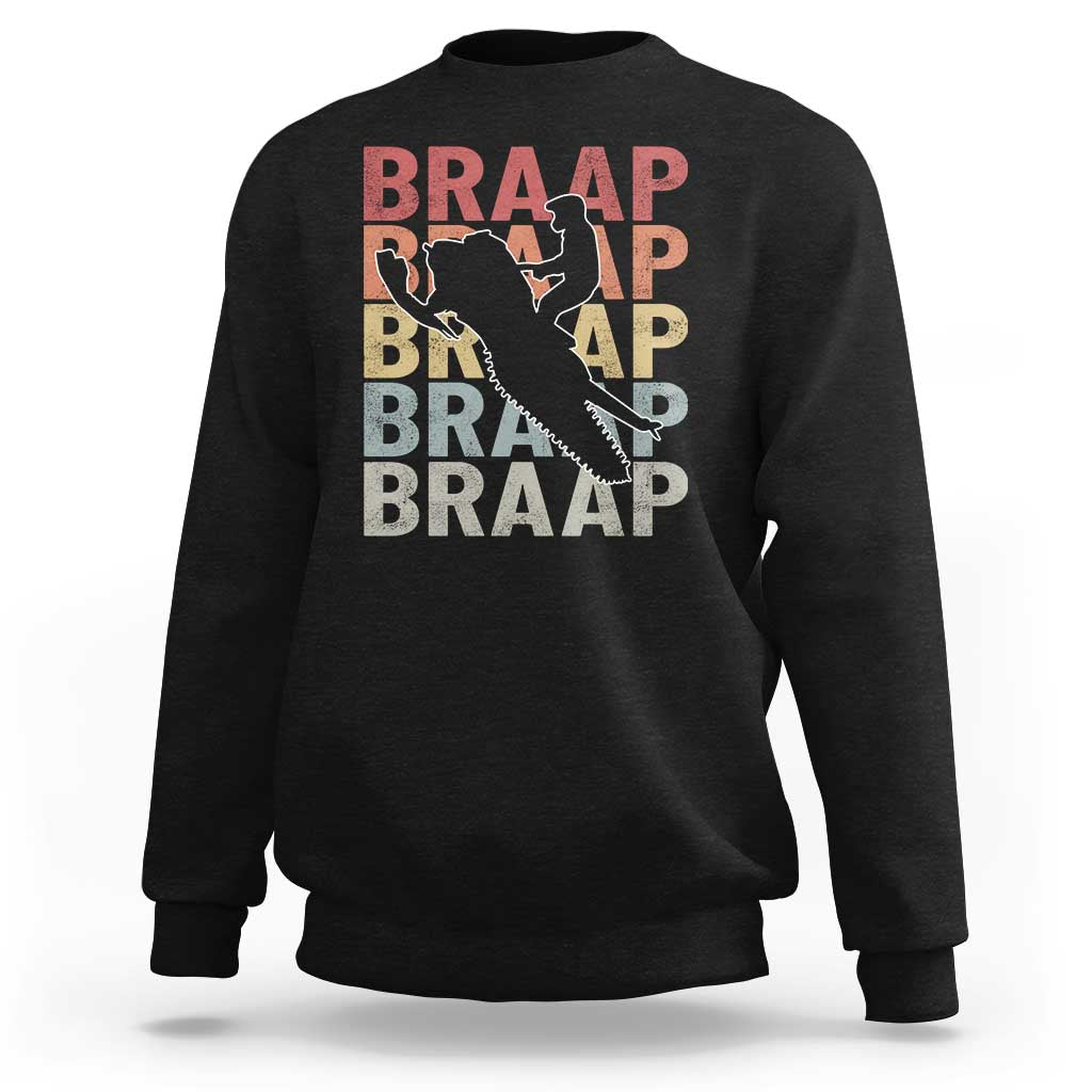 Snowmobile Braaap Sweatshirt Retro Snowcross Snow Sled Winter Sport - Wonder Print Shop