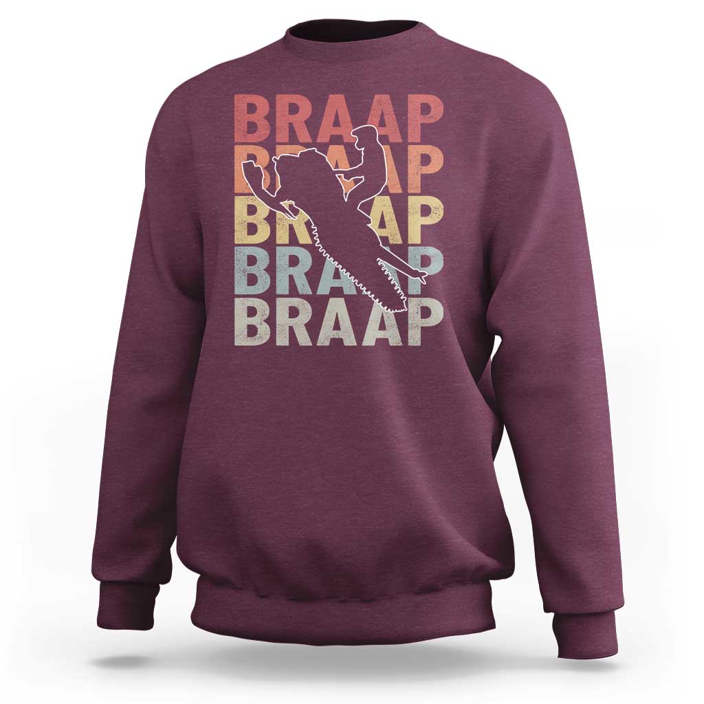 Snowmobile Braaap Sweatshirt Retro Snowcross Snow Sled Winter Sport - Wonder Print Shop