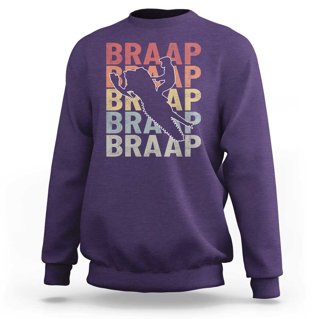 Snowmobile Braaap Sweatshirt Retro Snowcross Snow Sled Winter Sport - Wonder Print Shop