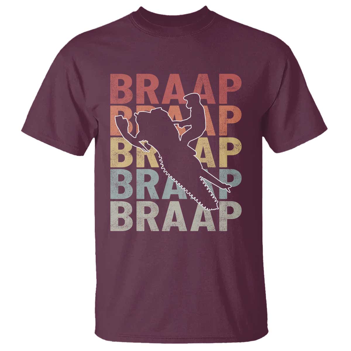 Snowmobile Braaap T Shirt Retro Snowcross Snow Sled Winter Sport - Wonder Print Shop