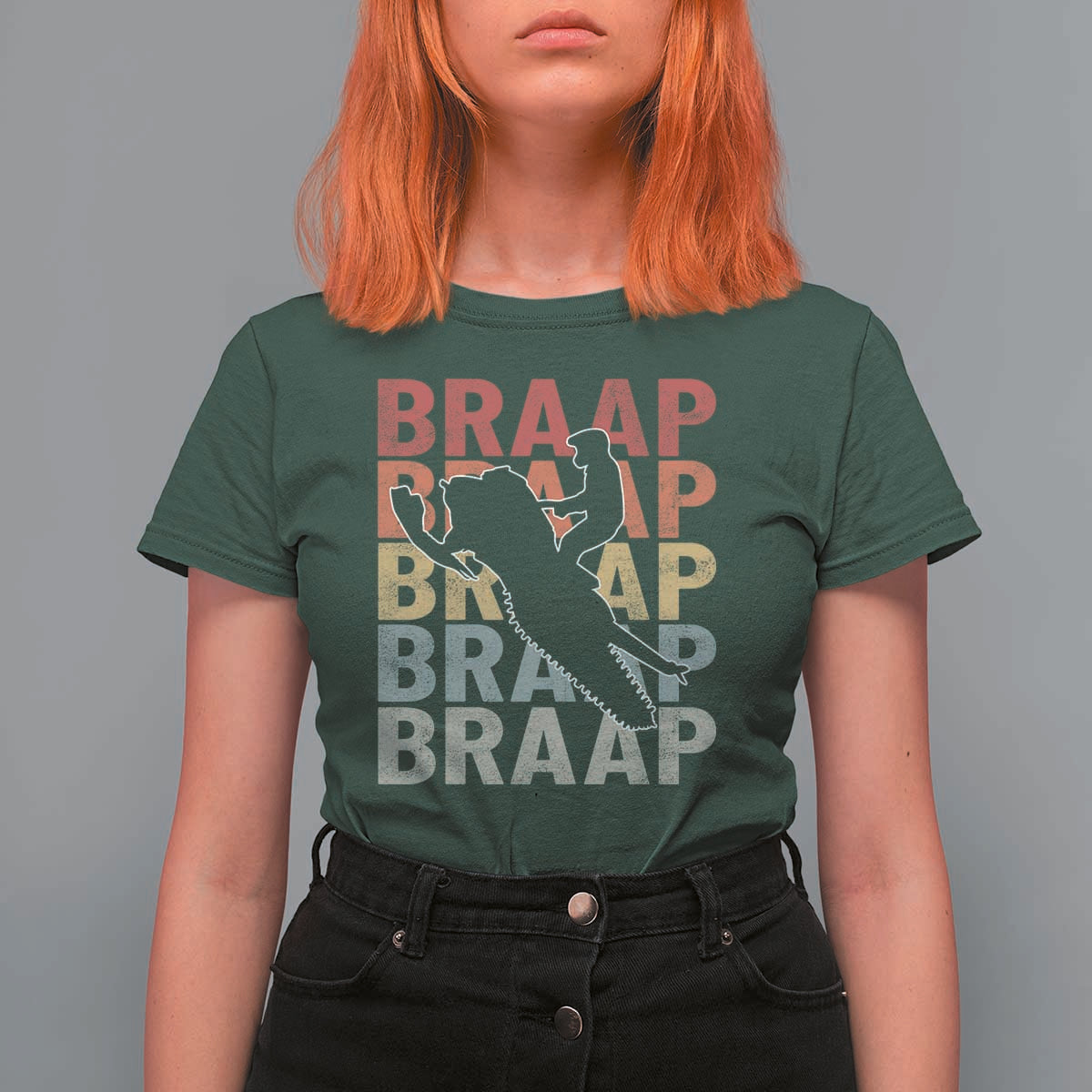 Snowmobile Braaap T Shirt For Women Retro Snowcross Snow Sled Winter Sport - Wonder Print Shop