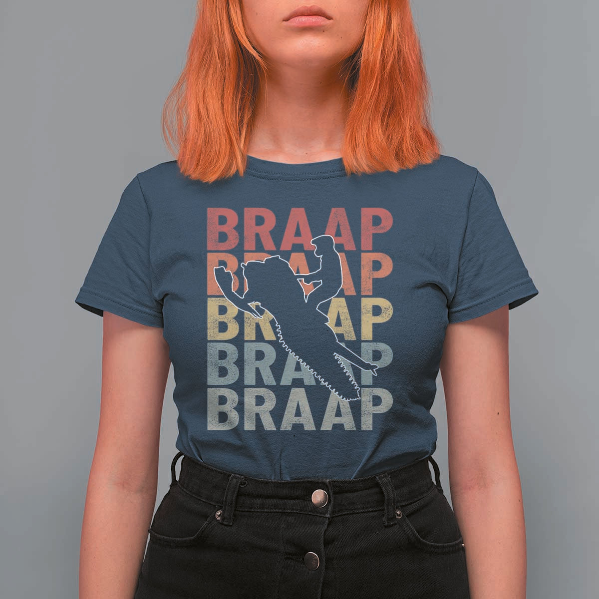 Snowmobile Braaap T Shirt For Women Retro Snowcross Snow Sled Winter Sport - Wonder Print Shop