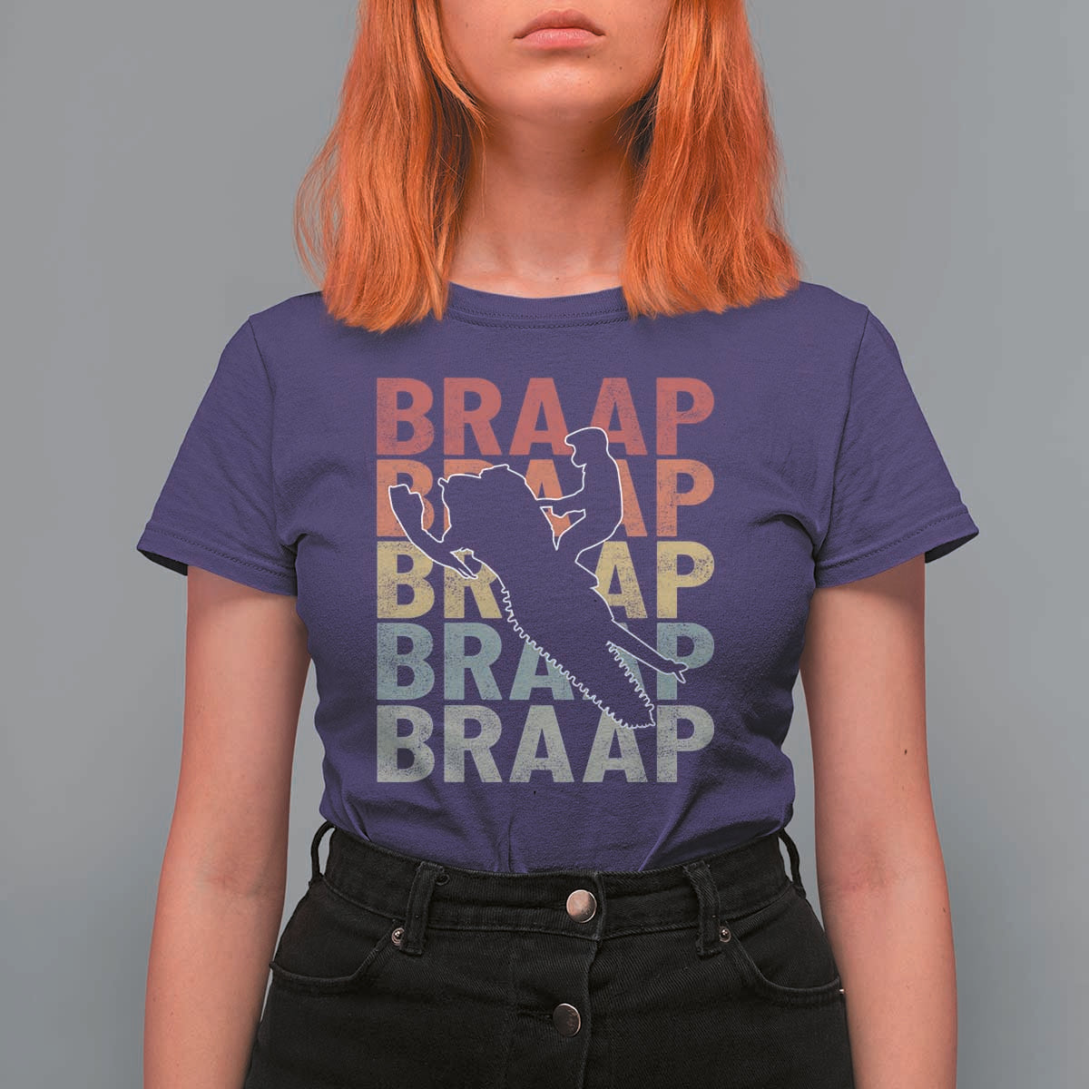Snowmobile Braaap T Shirt For Women Retro Snowcross Snow Sled Winter Sport - Wonder Print Shop
