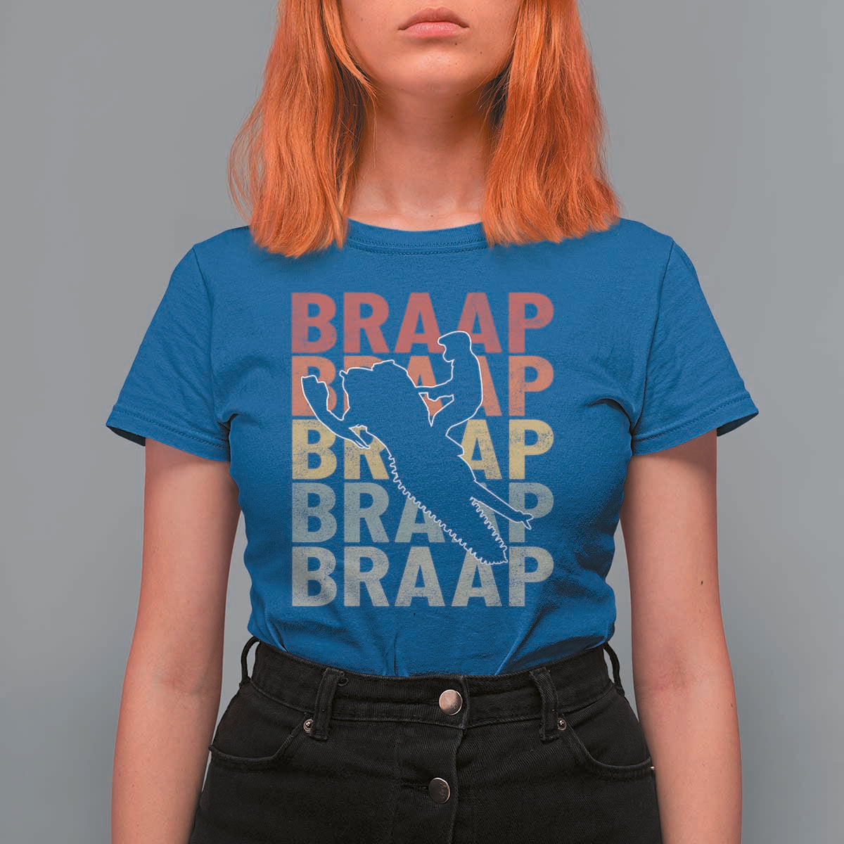 Snowmobile Braaap T Shirt For Women Retro Snowcross Snow Sled Winter Sport - Wonder Print Shop