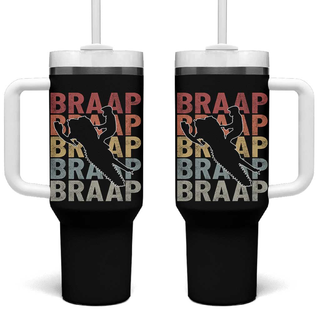Snowmobile Braaap Tumbler With Handle Retro Snowcross Snow Sled Winter Sport - Wonder Print Shop
