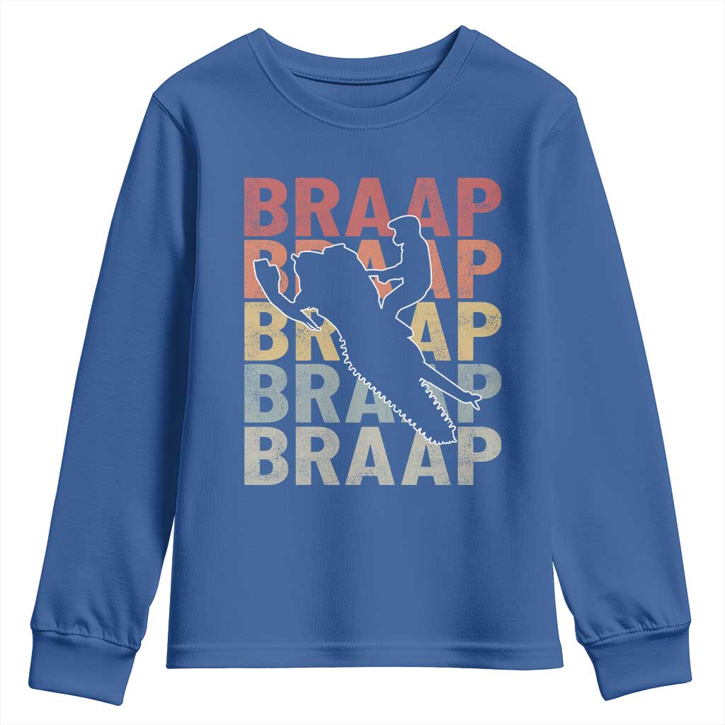 Snowmobile Braaap Youth Sweatshirt Retro Snowcross Snow Sled Winter Sport - Wonder Print Shop