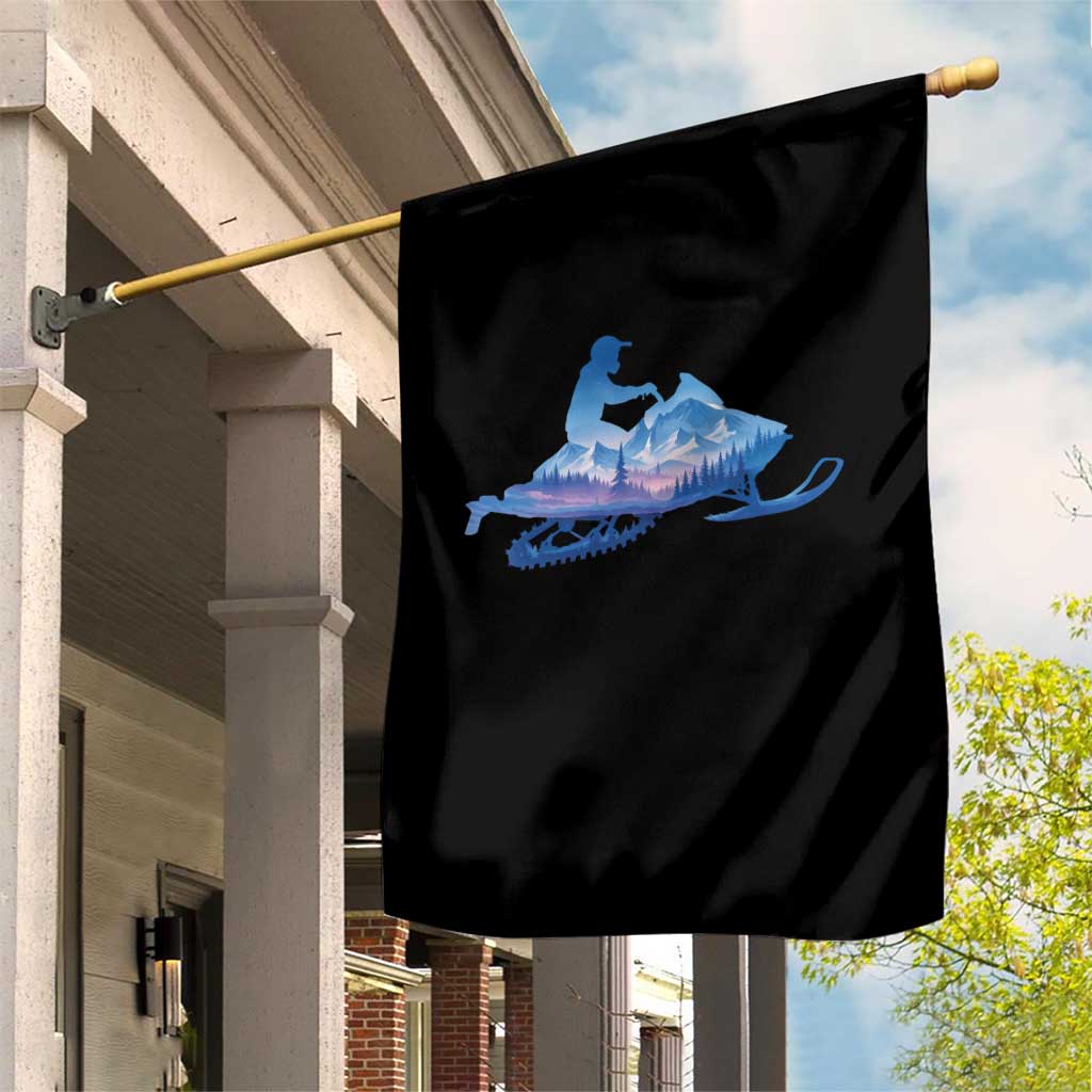 Snowmobile Snow Mountain Forest Snowmobiling Winter Sport Garden Flag - Wonder Print Shop
