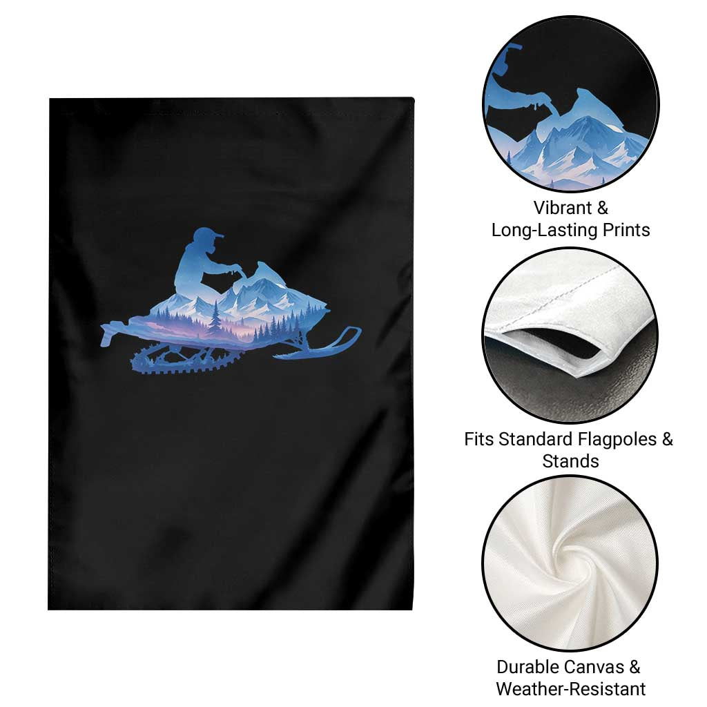 Snowmobile Snow Mountain Forest Snowmobiling Winter Sport Garden Flag - Wonder Print Shop