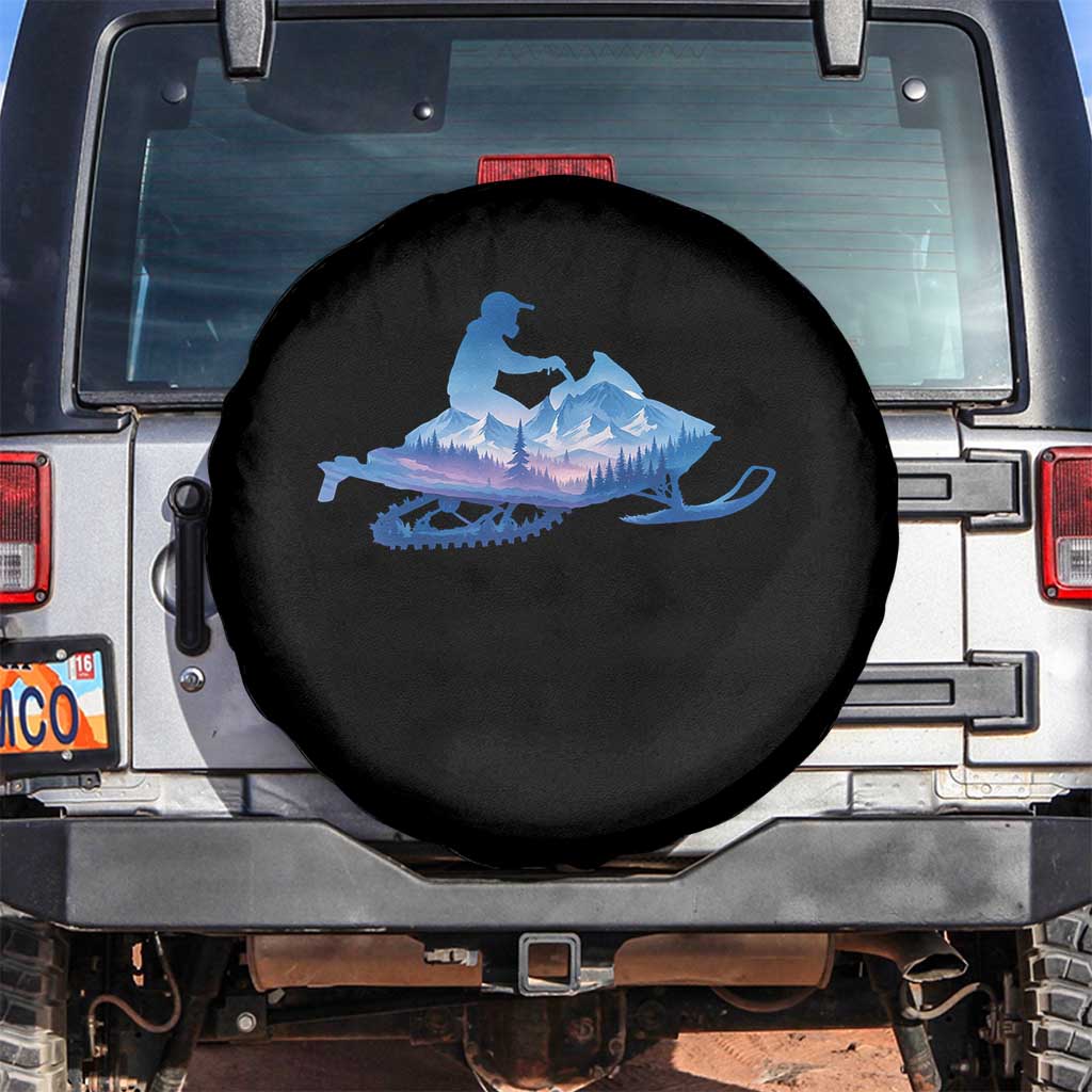 Snowmobile Snow Mountain Forest Snowmobiling Winter Sport Spare Tire Cover - Wonder Print Shop