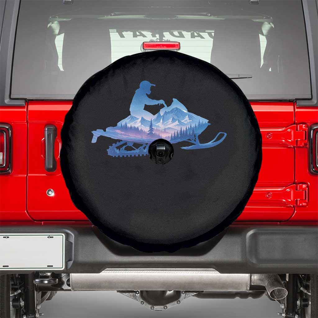Snowmobile Snow Mountain Forest Snowmobiling Winter Sport Spare Tire Cover - Wonder Print Shop