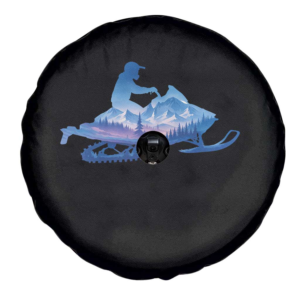 Snowmobile Snow Mountain Forest Snowmobiling Winter Sport Spare Tire Cover - Wonder Print Shop