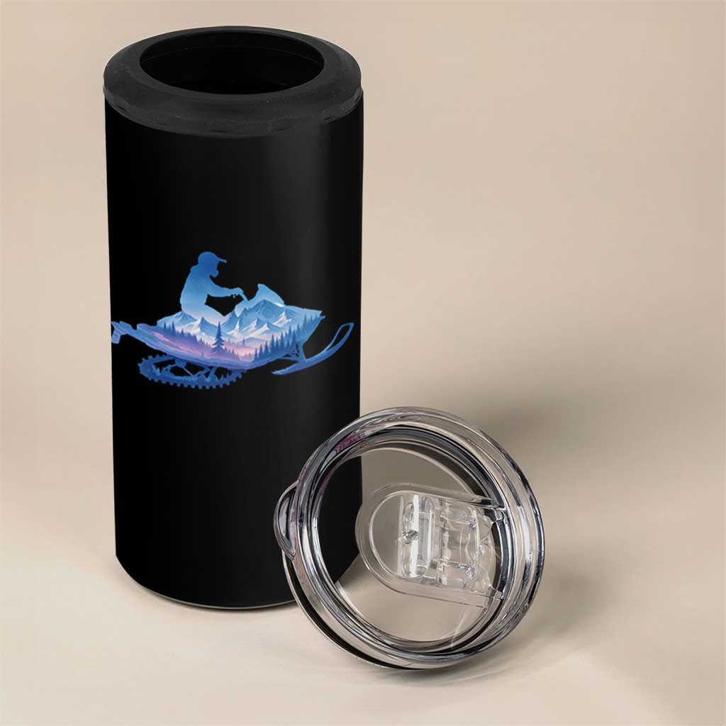 Snowmobile Snow Mountain Forest Snowmobiling Winter Sport 4 in 1 Can Cooler Tumbler - Wonder Print Shop