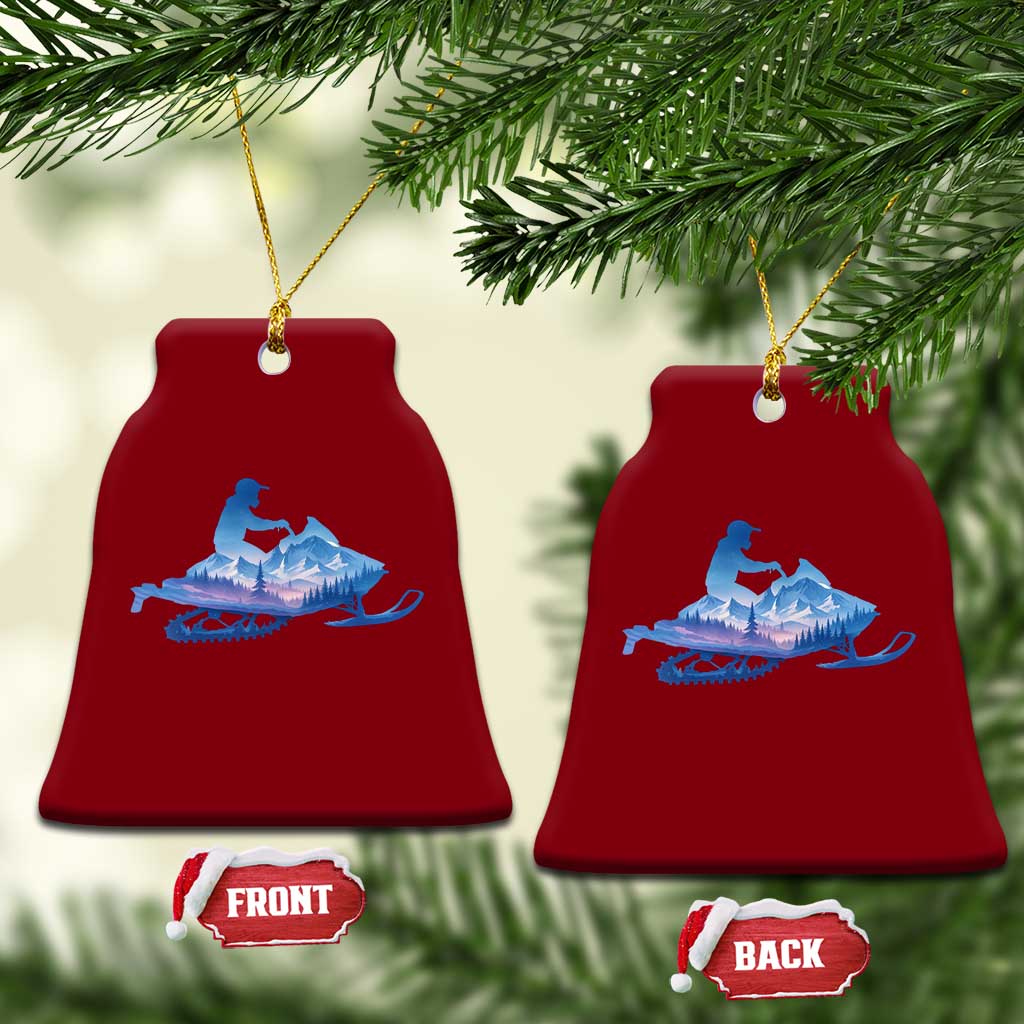 Snowmobile Snow Mountain Forest Snowmobiling Winter Sport Ceramic Ornament - Wonder Print Shop