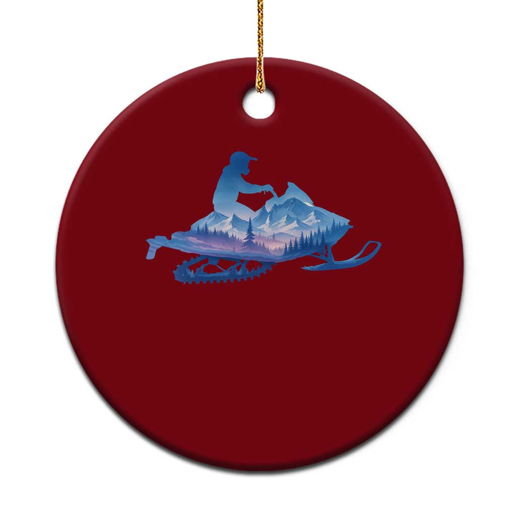 Snowmobile Snow Mountain Forest Snowmobiling Winter Sport Ceramic Ornament - Wonder Print Shop