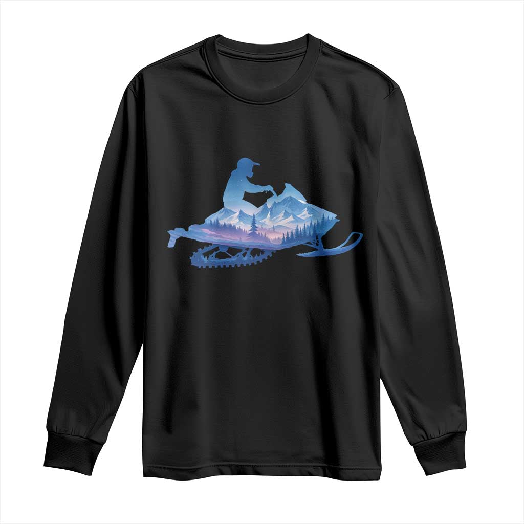 Snowmobile Snow Mountain Forest Snowmobiling Winter Sport Long Sleeve Shirt - Wonder Print Shop