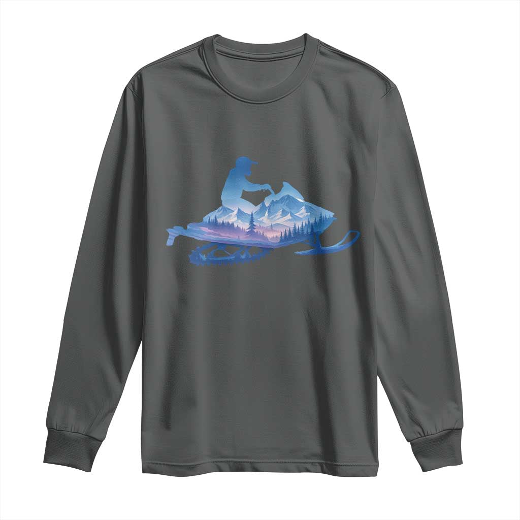 Snowmobile Snow Mountain Forest Snowmobiling Winter Sport Long Sleeve Shirt - Wonder Print Shop