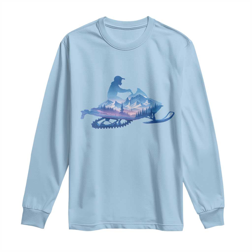Snowmobile Snow Mountain Forest Snowmobiling Winter Sport Long Sleeve Shirt - Wonder Print Shop