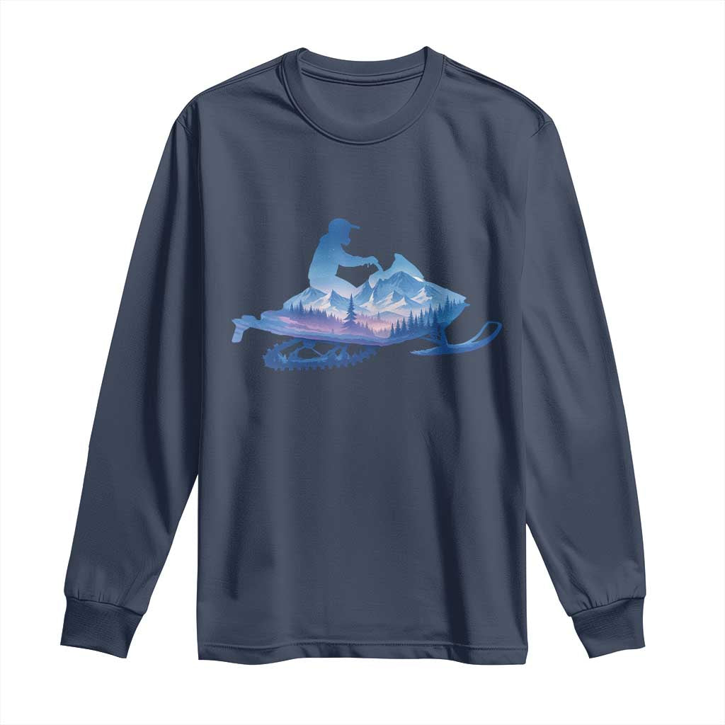 Snowmobile Snow Mountain Forest Snowmobiling Winter Sport Long Sleeve Shirt - Wonder Print Shop