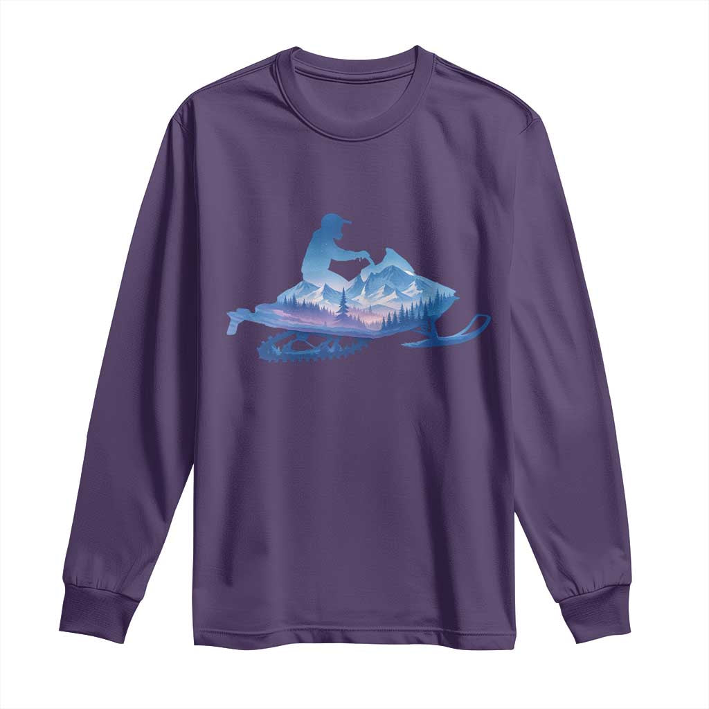 Snowmobile Snow Mountain Forest Snowmobiling Winter Sport Long Sleeve Shirt - Wonder Print Shop