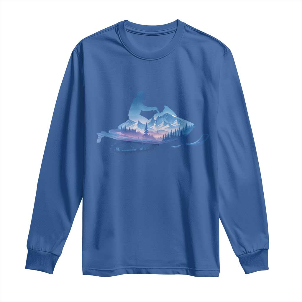 Snowmobile Snow Mountain Forest Snowmobiling Winter Sport Long Sleeve Shirt - Wonder Print Shop