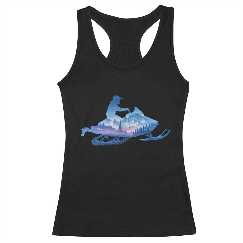 Snowmobile Snow Mountain Forest Snowmobiling Winter Sport Racerback Tank Top - Wonder Print Shop