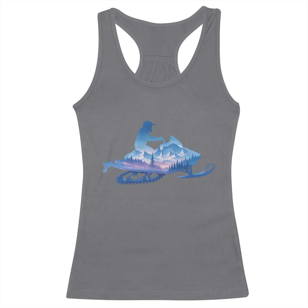 Snowmobile Snow Mountain Forest Snowmobiling Winter Sport Racerback Tank Top - Wonder Print Shop