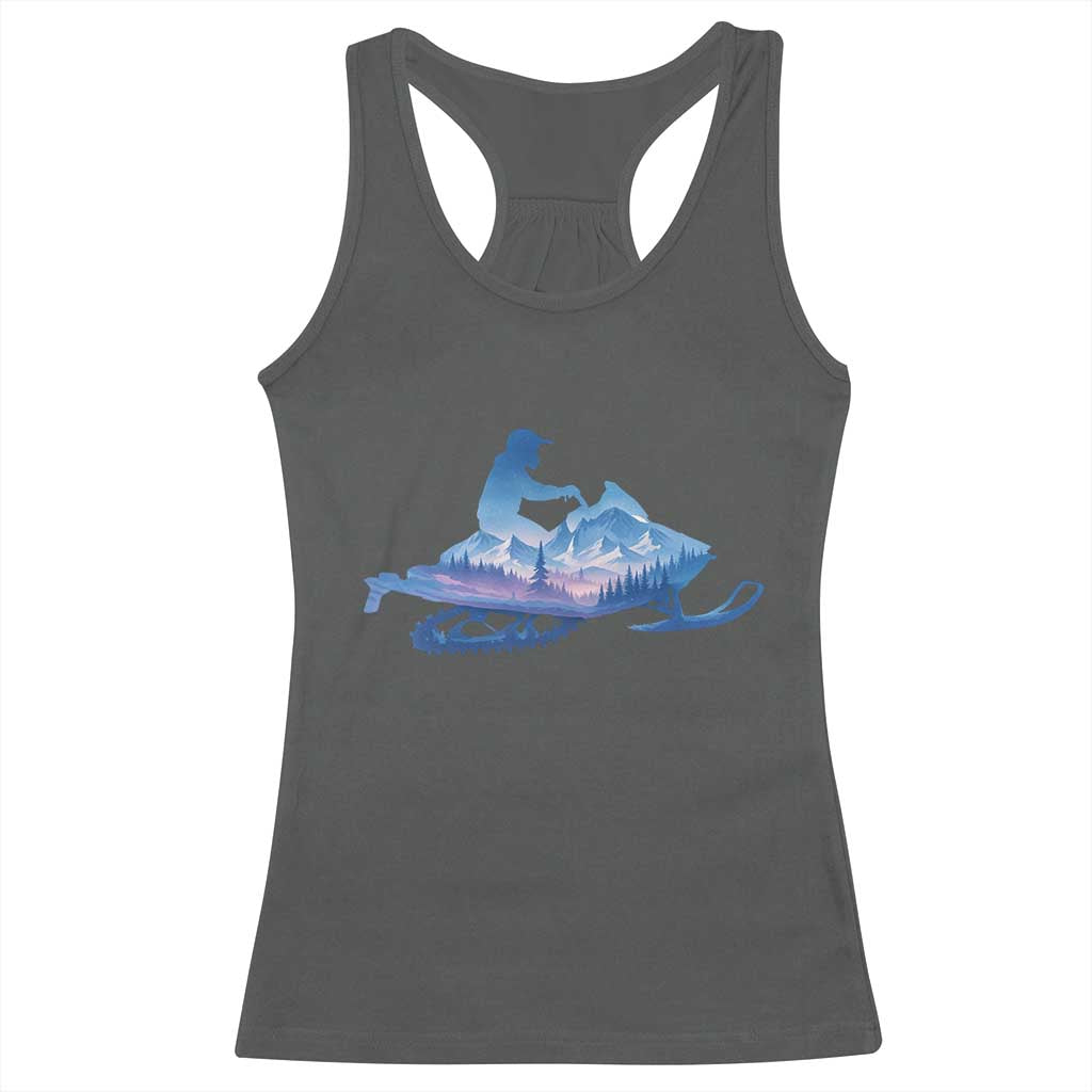 Snowmobile Snow Mountain Forest Snowmobiling Winter Sport Racerback Tank Top - Wonder Print Shop
