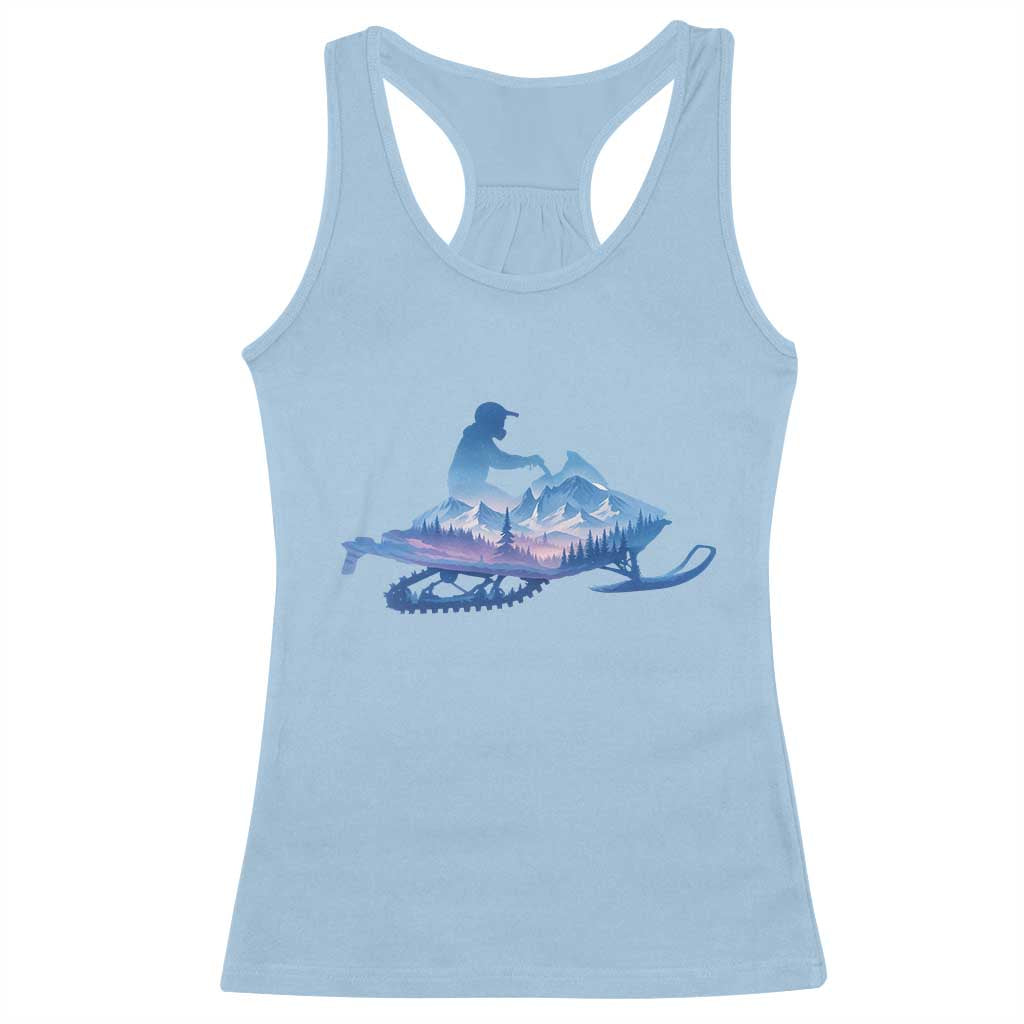 Snowmobile Snow Mountain Forest Snowmobiling Winter Sport Racerback Tank Top - Wonder Print Shop