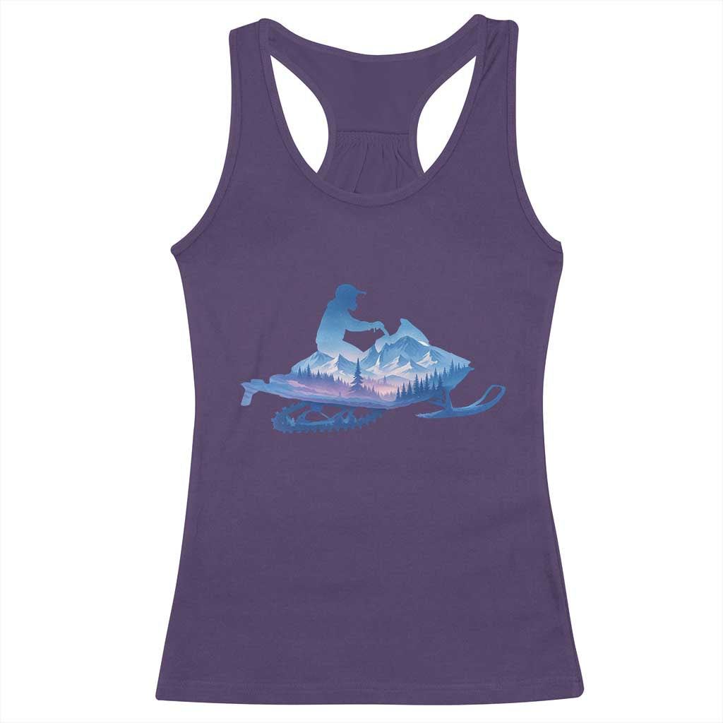 Snowmobile Snow Mountain Forest Snowmobiling Winter Sport Racerback Tank Top - Wonder Print Shop