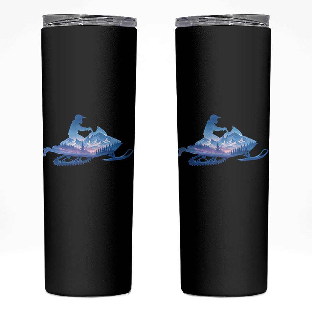 Snowmobile Snow Mountain Forest Snowmobiling Winter Sport Skinny Tumbler - Wonder Print Shop