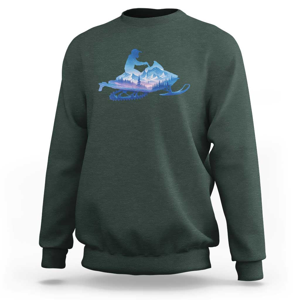Snowmobile Snow Mountain Forest Snowmobiling Winter Sport Sweatshirt - Wonder Print Shop