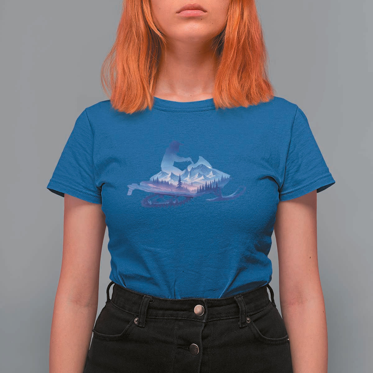 Snowmobile Snow Mountain Forest Snowmobiling Winter Sport T Shirt For Women - Wonder Print Shop