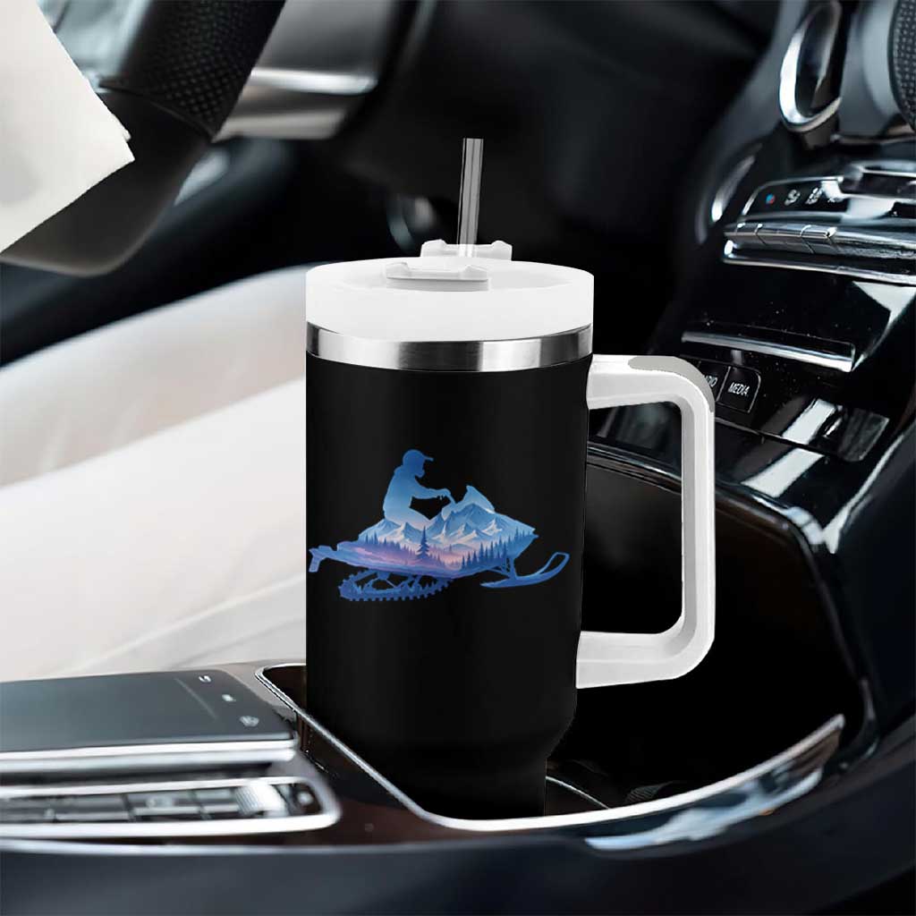 Snowmobile Snow Mountain Forest Snowmobiling Winter Sport Tumbler With Handle - Wonder Print Shop