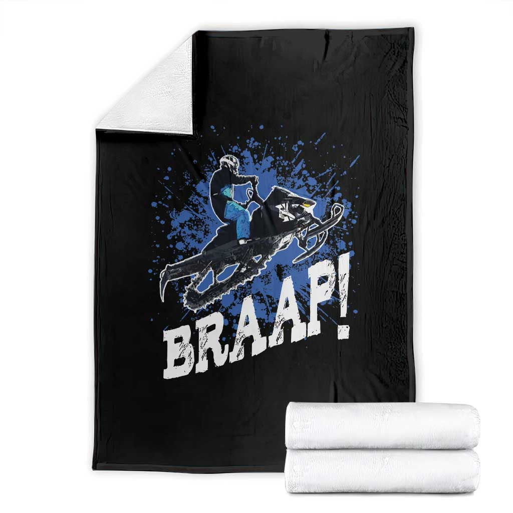 Snowmobile Braaap Throw Blanket Snowcross Snow Sled Extreme Outdoor Winter Sports - Wonder Print Shop