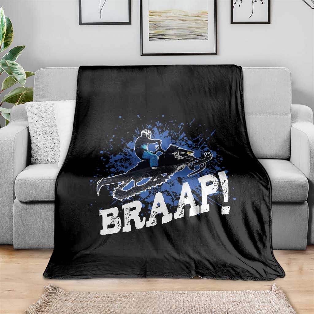 Snowmobile Braaap Throw Blanket Snowcross Snow Sled Extreme Outdoor Winter Sports - Wonder Print Shop